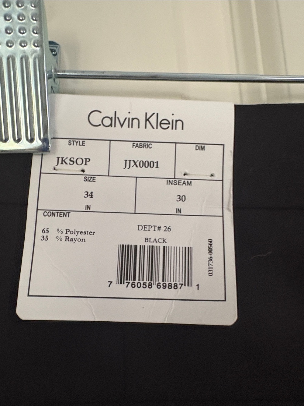 Calvin Klein Flat Front Men’s Classic Black Dress Pants - Picture 4 of 7